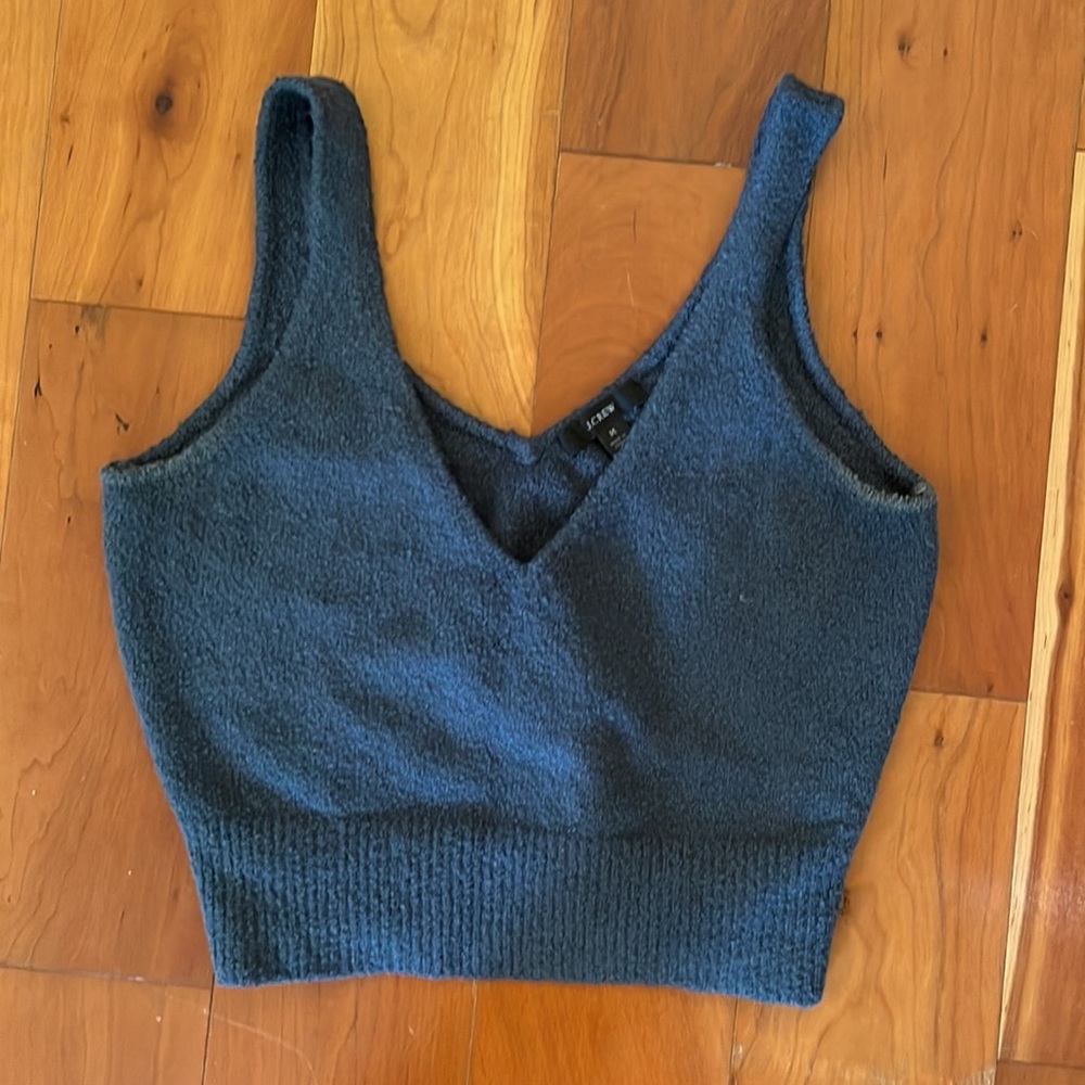 Jcrew Collared cotton-blend bouclé cardigan sweater and cropped sweater tank MED - Picture 3 of 10